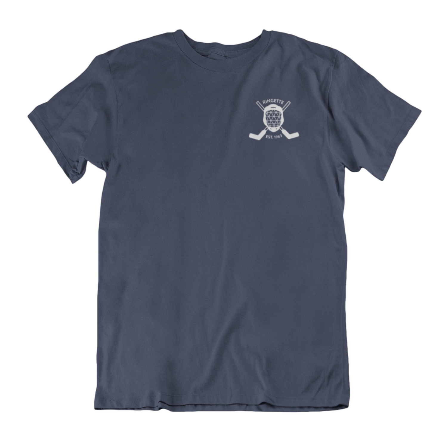 Ringette Goalie Tee | White on Navy (YOUTH)