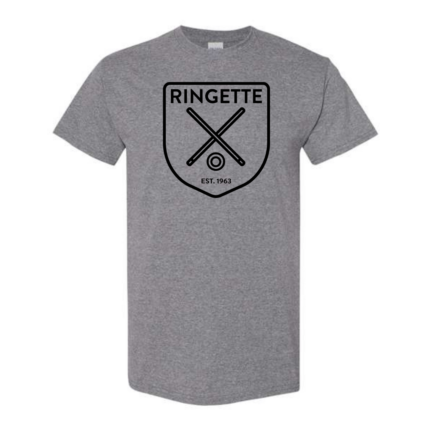 Ringette Crest Tee | Black on Athletic Grey (ADULT)