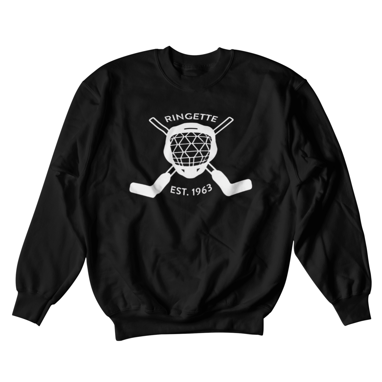 Ringette Goalie Crewneck | White on Black (ADULT)