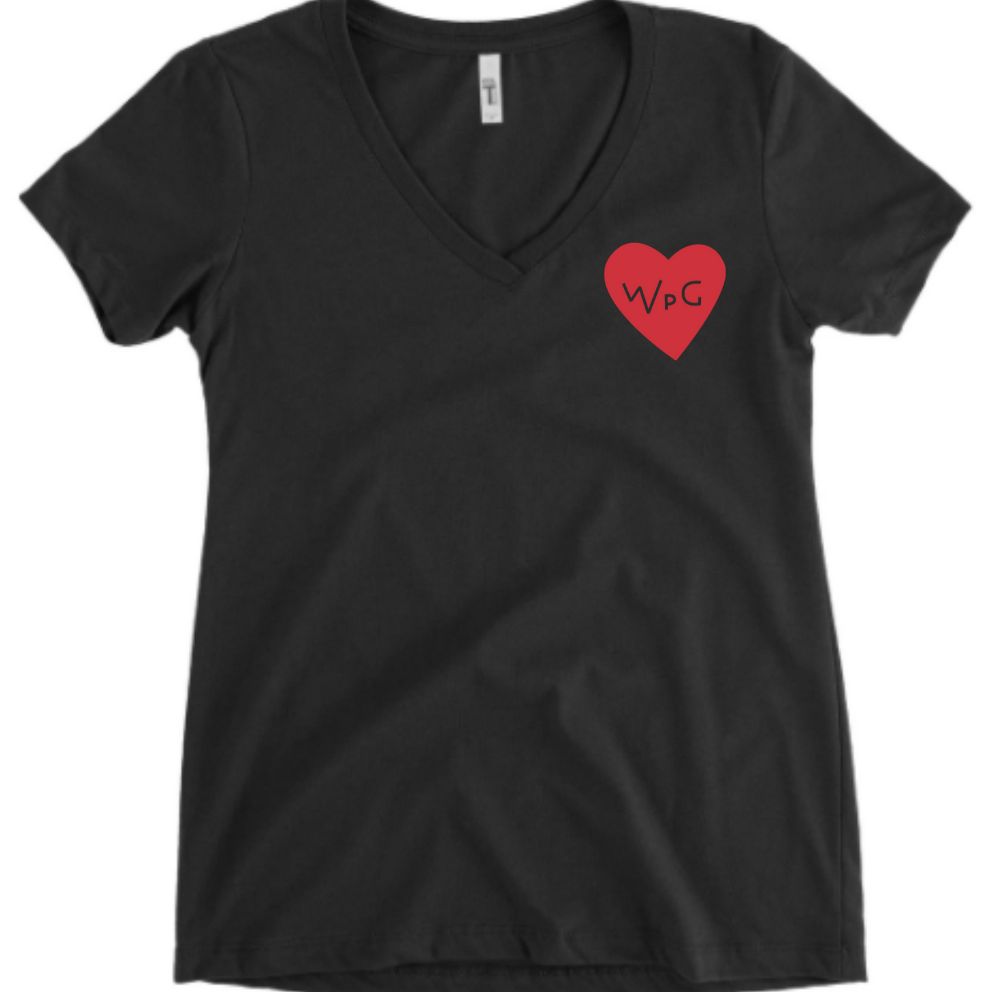 WPG Heart Women's V Neck | Red on Black