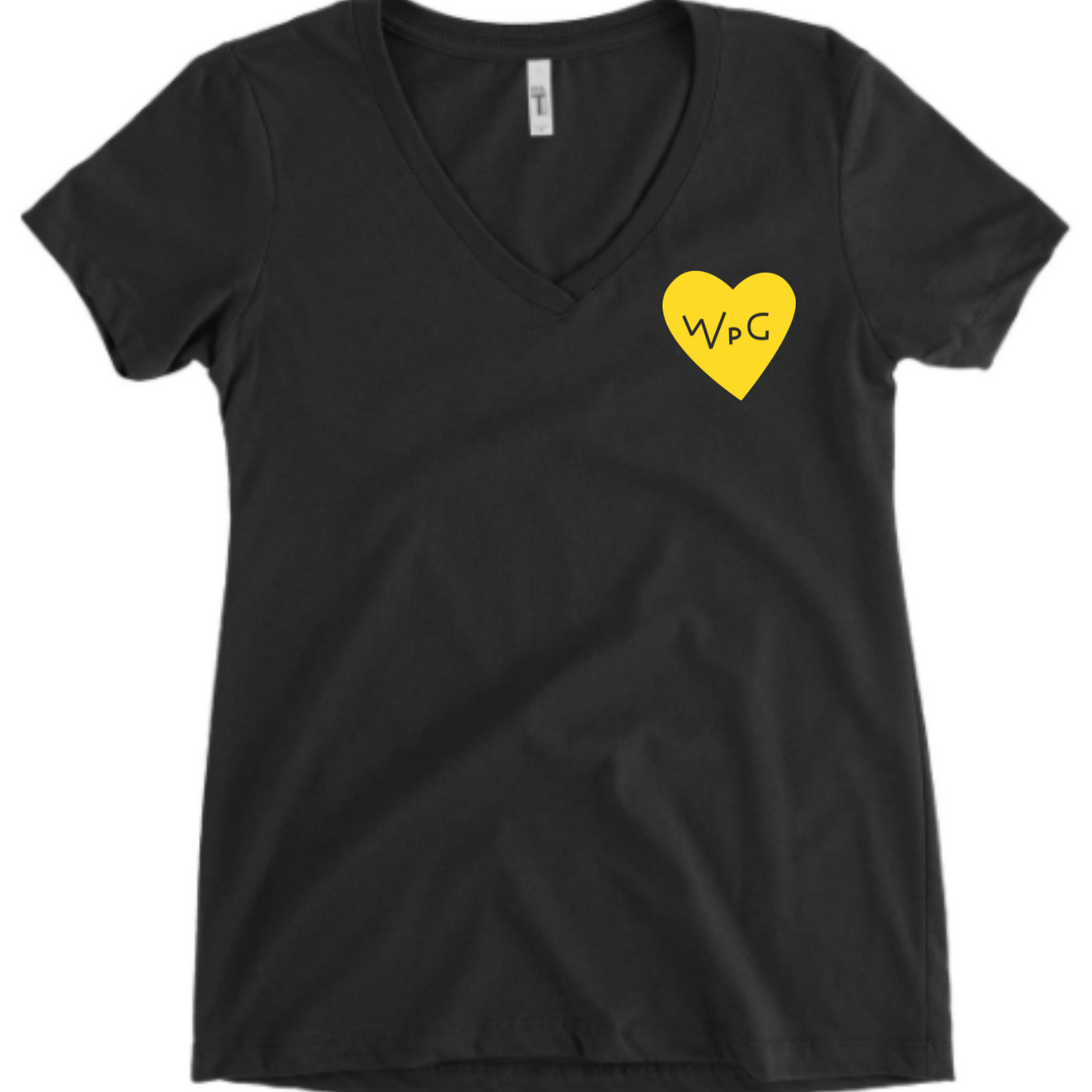 WPG Heart Women's V Neck | Yellow on Black