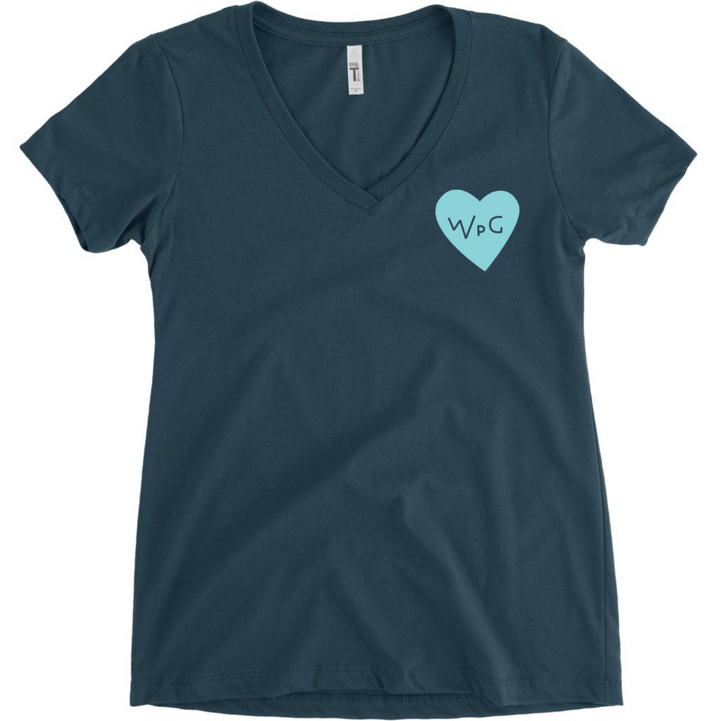WPG Heart Women's V Neck | Teal on Indigo
