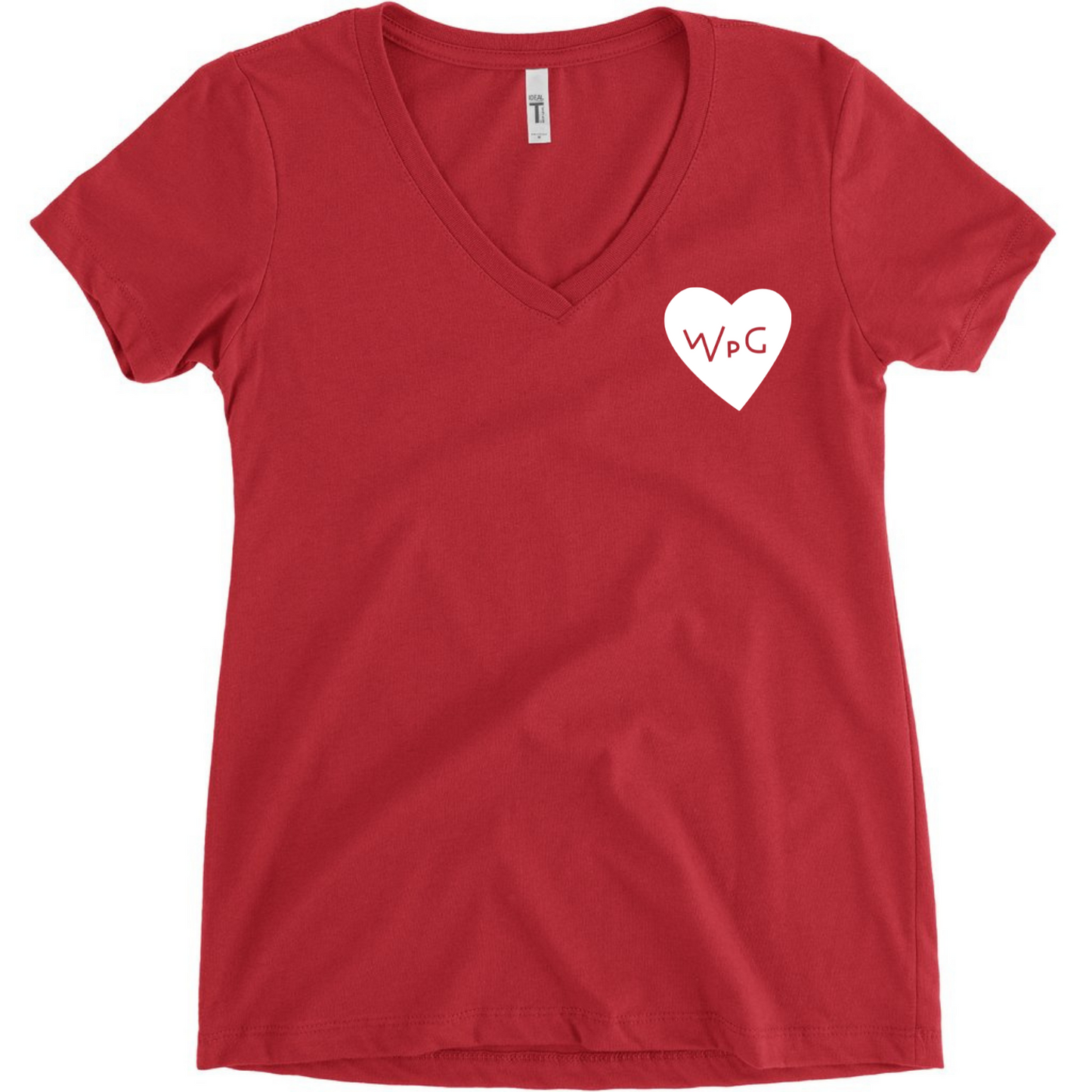 WPG Heart Women's V Neck | White on Red