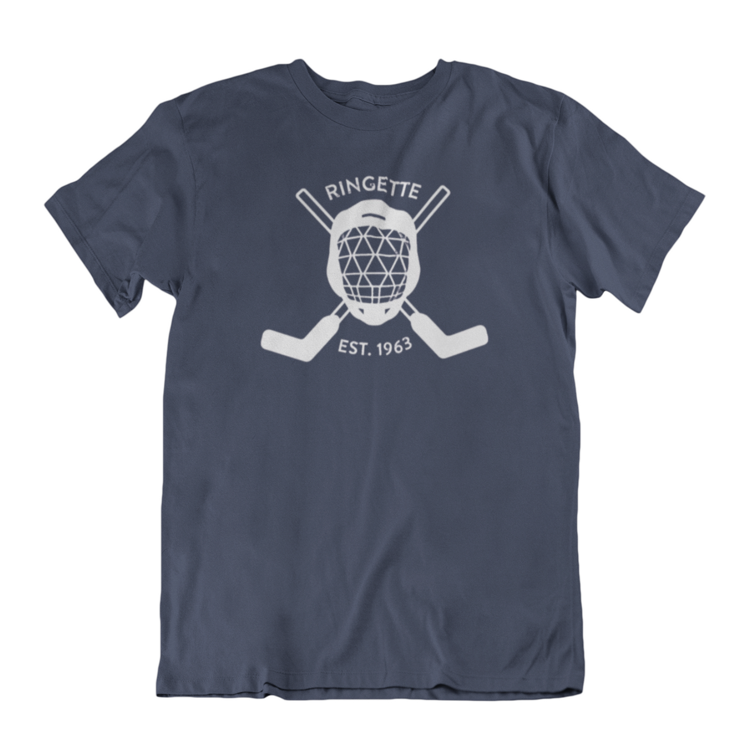 Ringette Goalie Tee | White on Navy (YOUTH)
