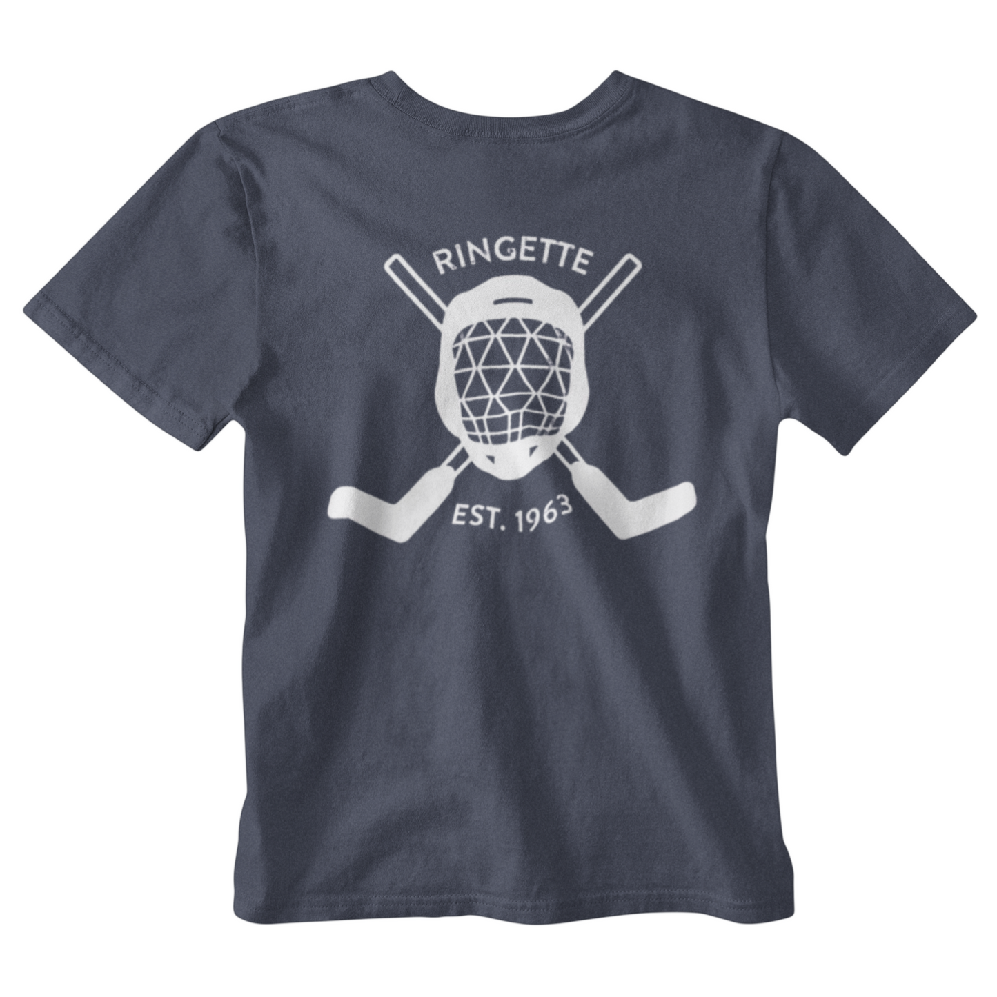 Ringette Goalie Tee | White on Navy (YOUTH)