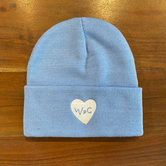 WPG Heart Toque | White on Powder Blue