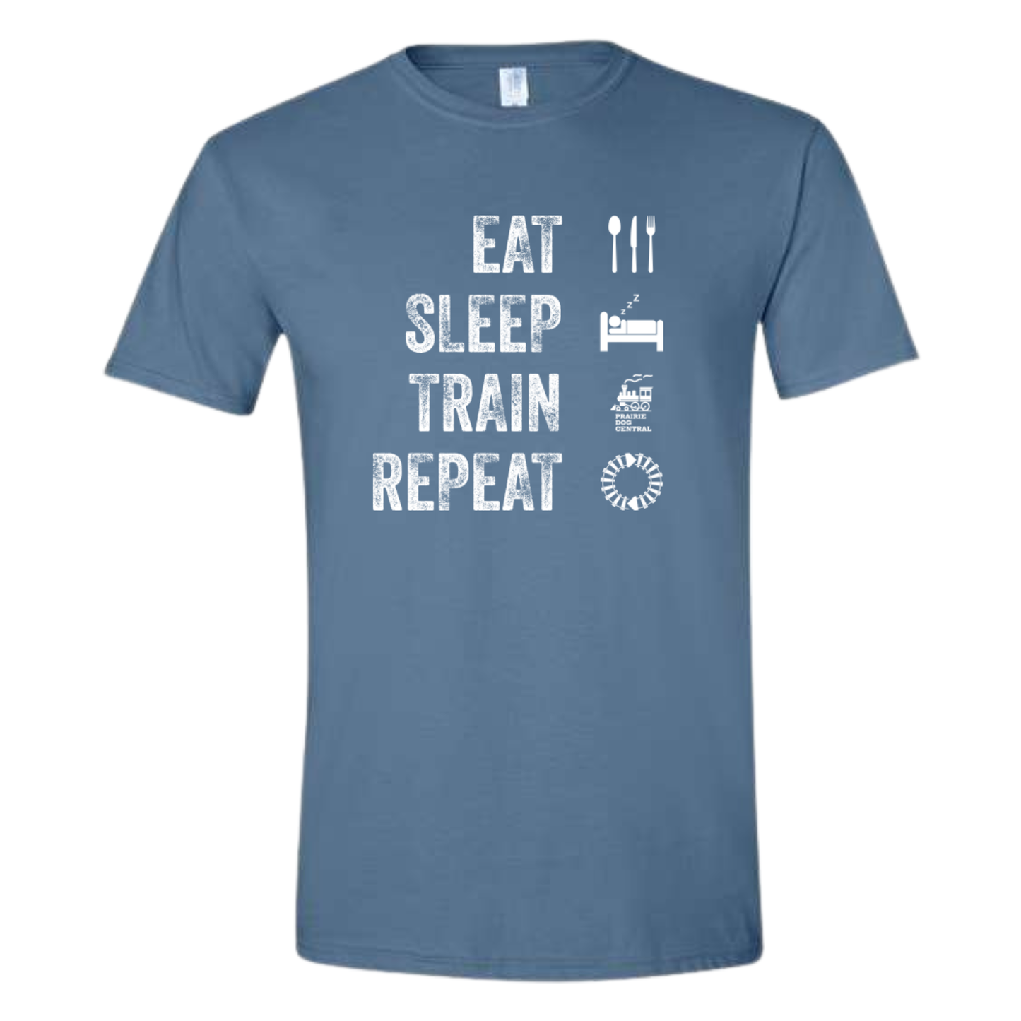PDCR Eat Sleep Train Repeat Adult Tee