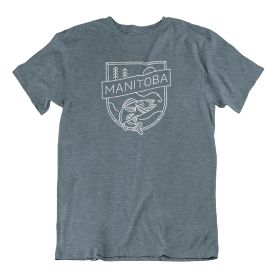 MB Angler Tee | White on Heather Slate