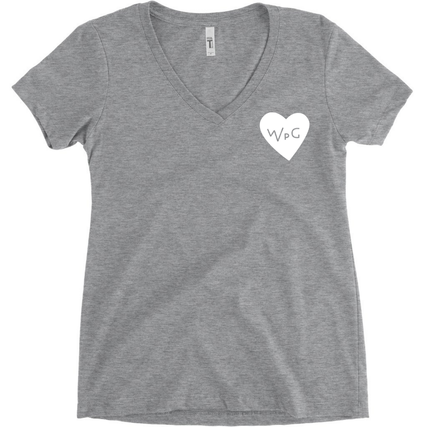 WPG Heart Women's V Neck | White on Athletic Grey