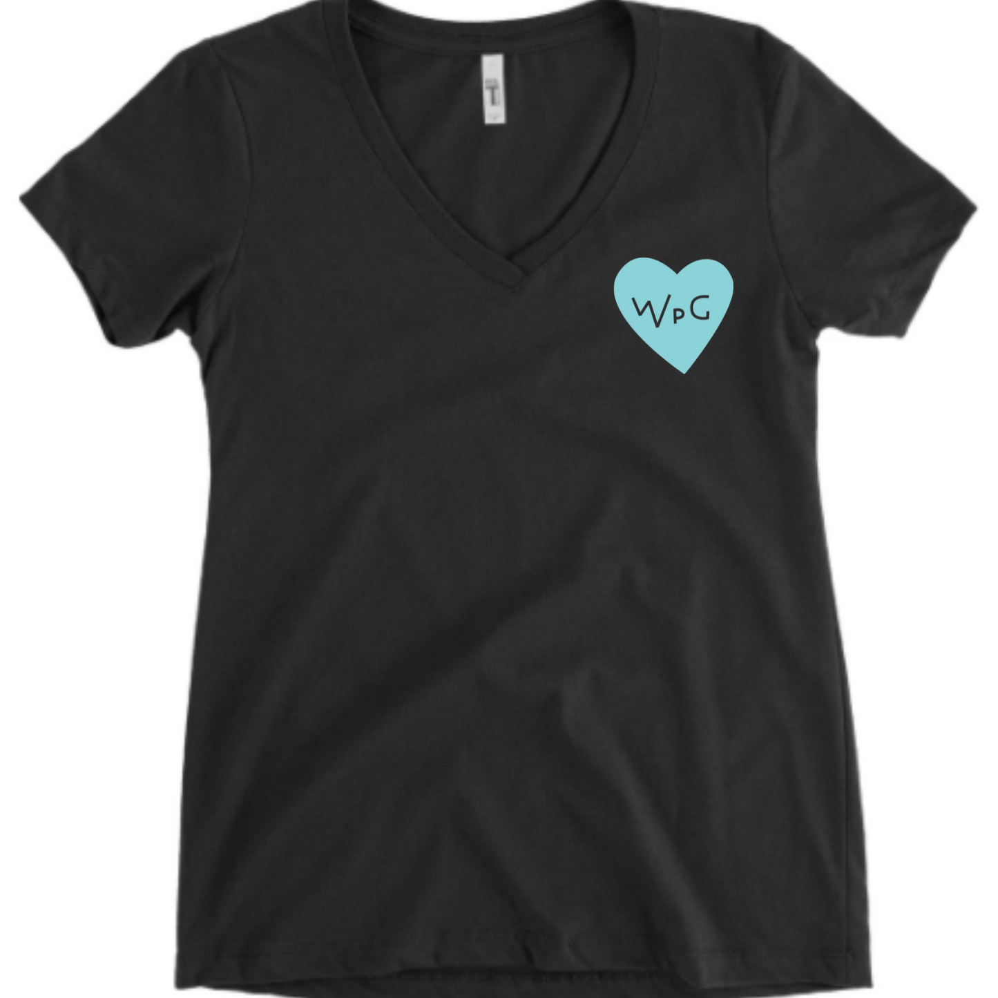 WPG Heart Women's V Neck | Teal on Black