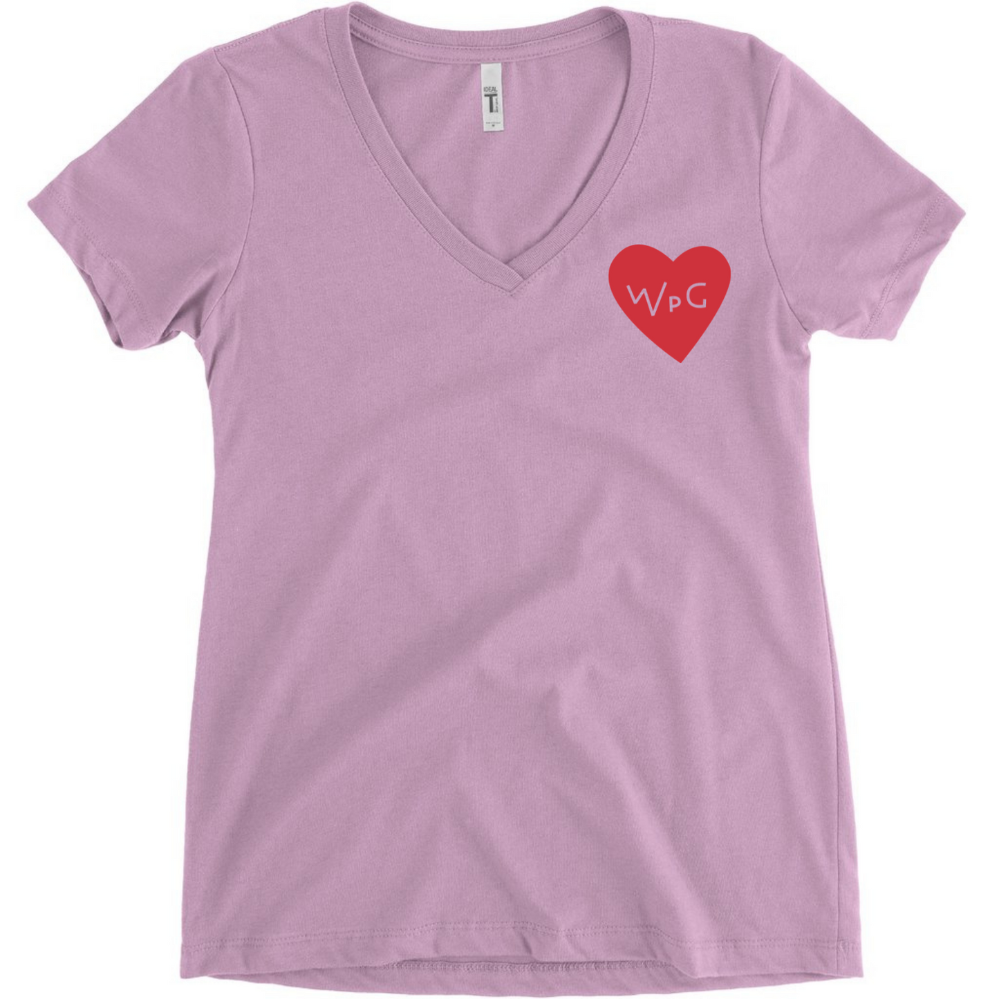WPG Heart Women's V Neck | Red on Lilac