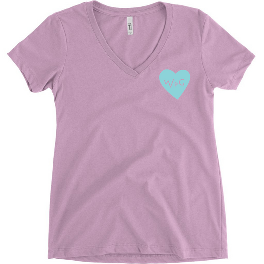 WPG Heart Women's V Neck | Teal on Lilac