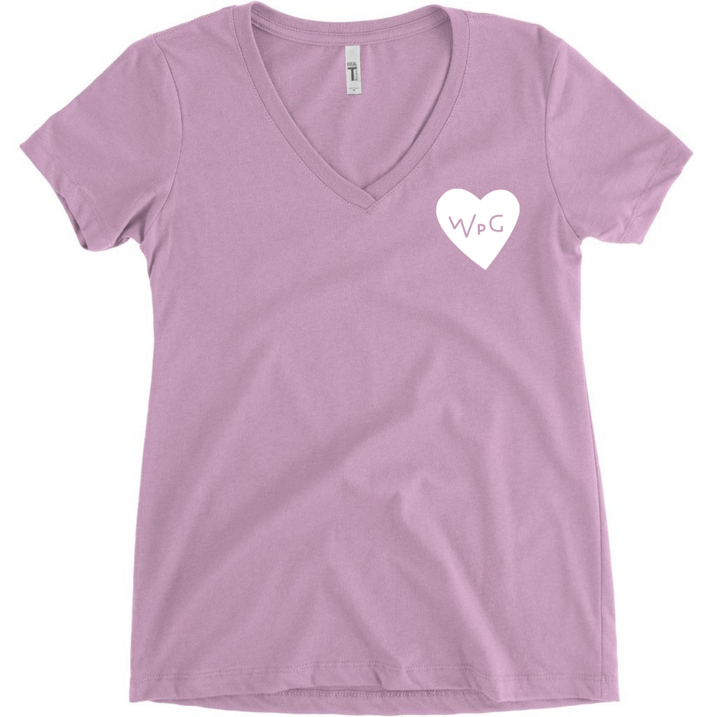 WPG Heart Women's V Neck | White on Lilac