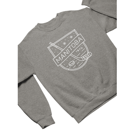 MB Hockey Crewneck | White on Athletic Grey