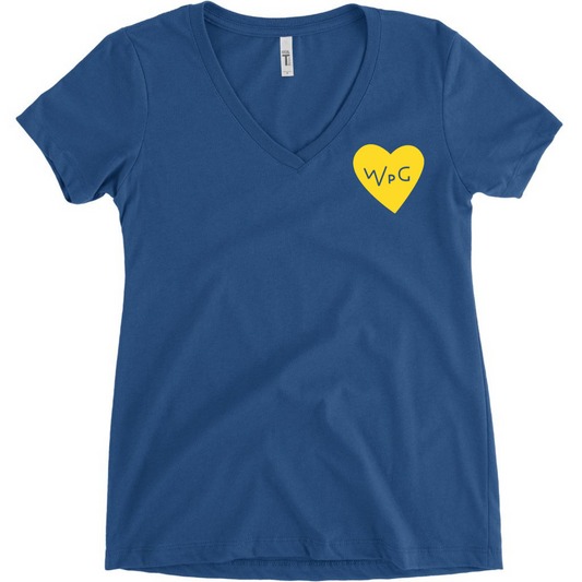 WPG Heart Women's V Neck | Yellow on Royal