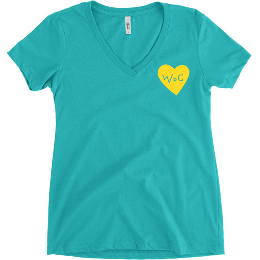 WPG Heart Women's V Neck | Yellow on Tahiti