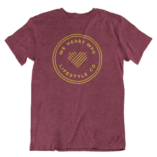 WHW Lifestyle Tee | Yellow on Heather Cardinal