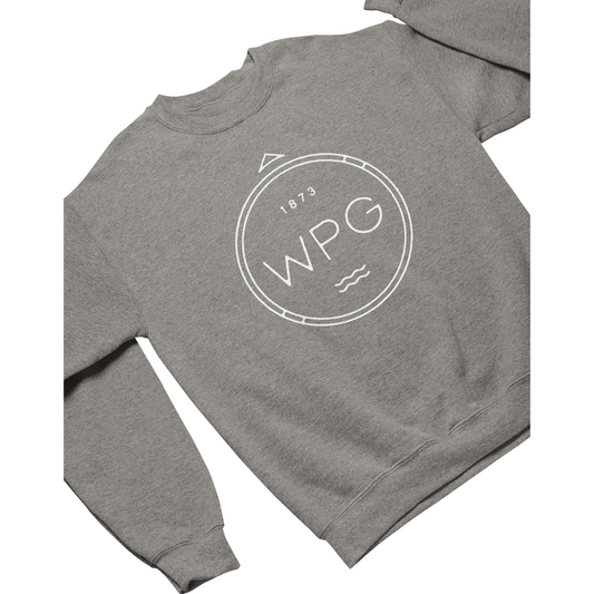 WPG Compass Crewneck | White on Athletic Grey
