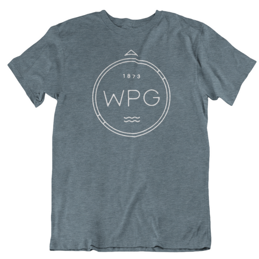 WPG Compass Tee | White on Heather Slate